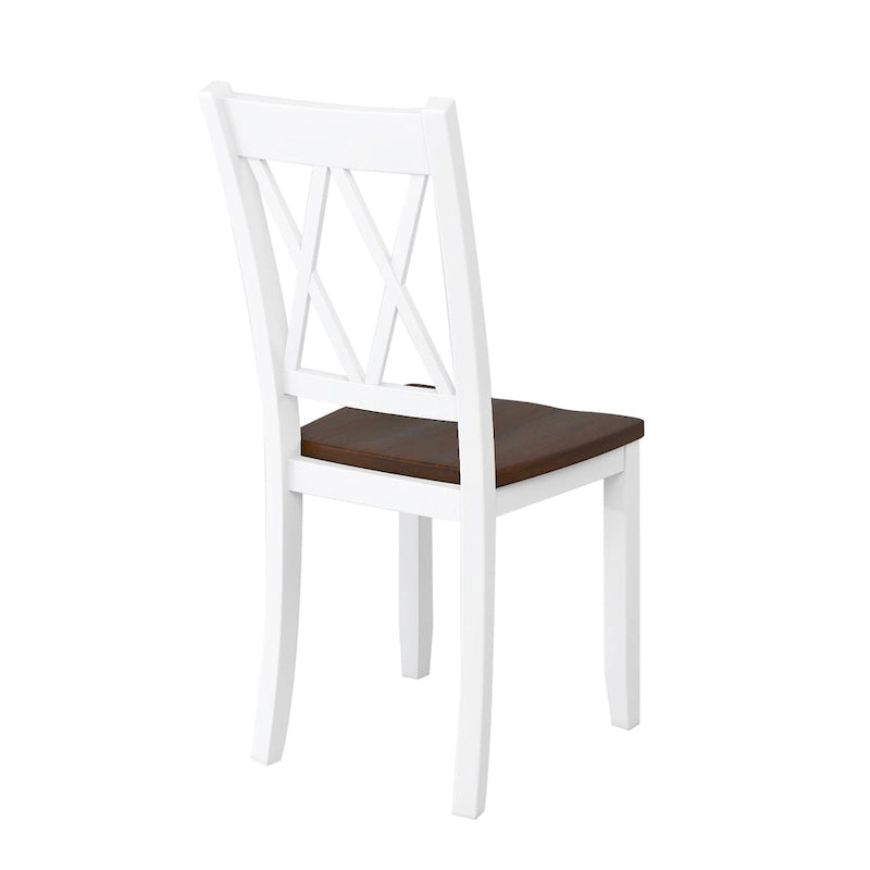 Ensemble de salle à manger 6 pièces en bois avec table, 4 chaises à dossier croisé et banc