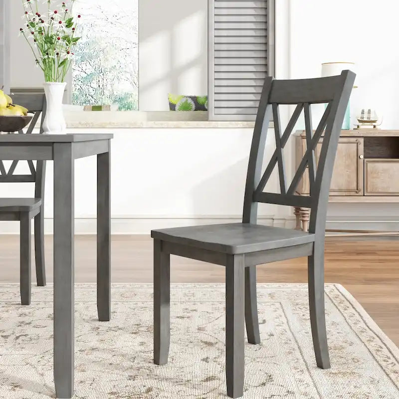 Ensemble de salle à manger 6 pièces en bois avec table, 4 chaises à dossier croisé et banc