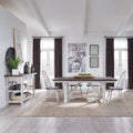 Ensemble de table à tréteaux 5 pièces, blanc et bois, style ferme