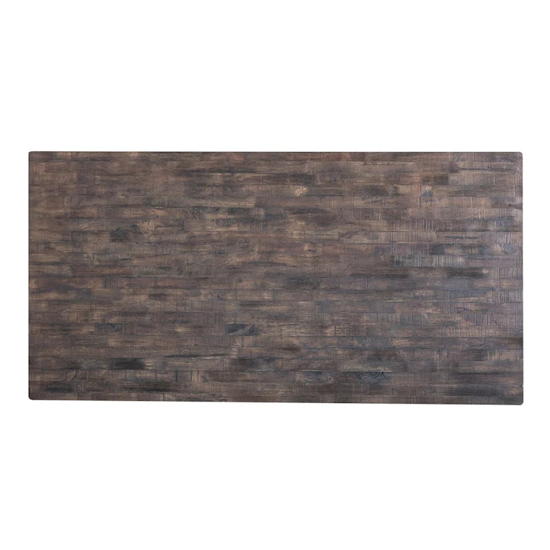 Ensemble de table à tréteaux 5 pièces, blanc et bois, style ferme
