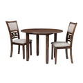 Ensemble table de salle à manger 3 pièces de 106 cm, à rallonges, 2 chaises, marron