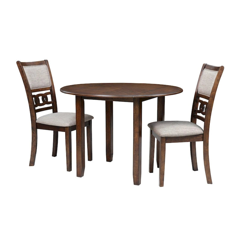 Ensemble table de salle à manger 3 pièces de 106 cm, à rallonges, 2 chaises, marron