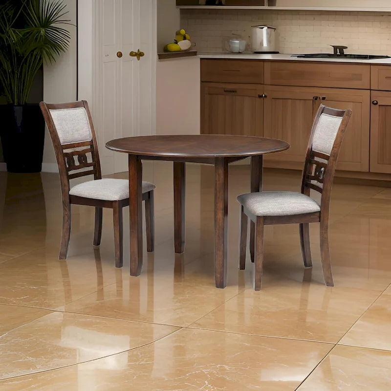 Ensemble table de salle à manger 3 pièces de 106 cm, à rallonges, 2 chaises, marron