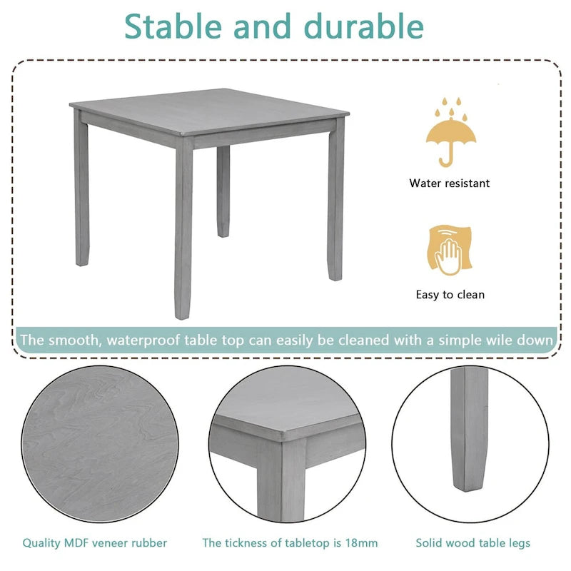 Ensemble de table à manger rectangulaire en bois pour 4 personnes, table de salle à manger de cuisine pour petit espace, Noyer