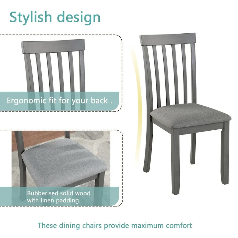 Ensemble de table à manger rectangulaire en bois pour 4 personnes, table de salle à manger de cuisine pour petit espace, Noyer