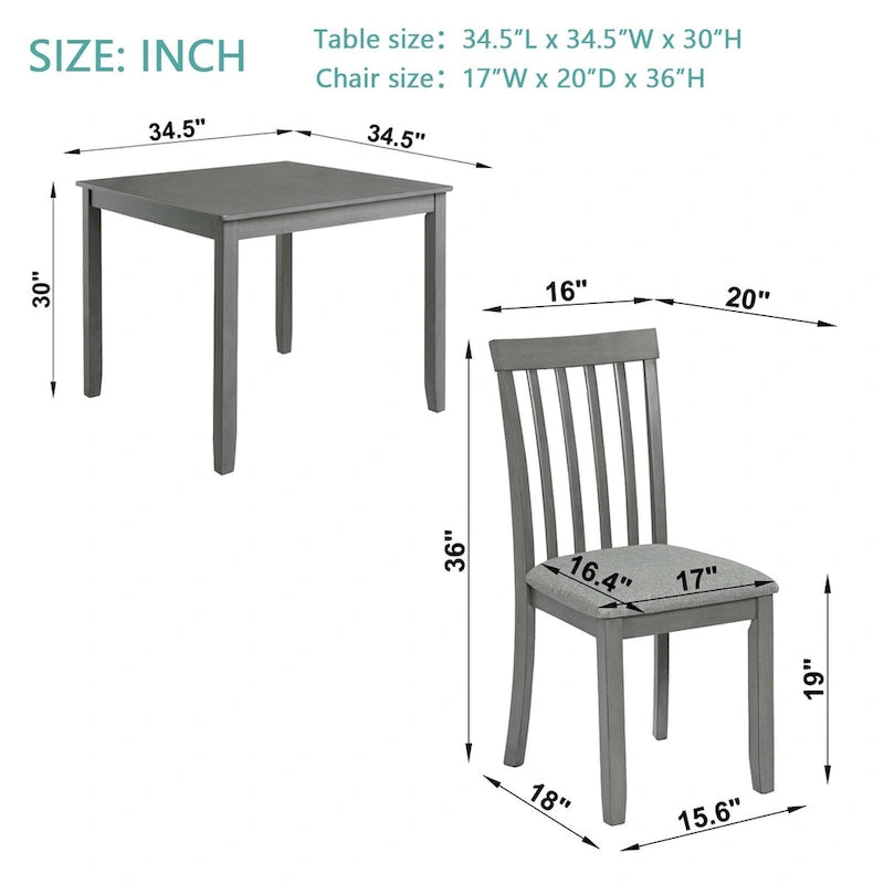 Ensemble de table à manger rectangulaire en bois pour 4 personnes, table de salle à manger de cuisine pour petit espace, Noyer