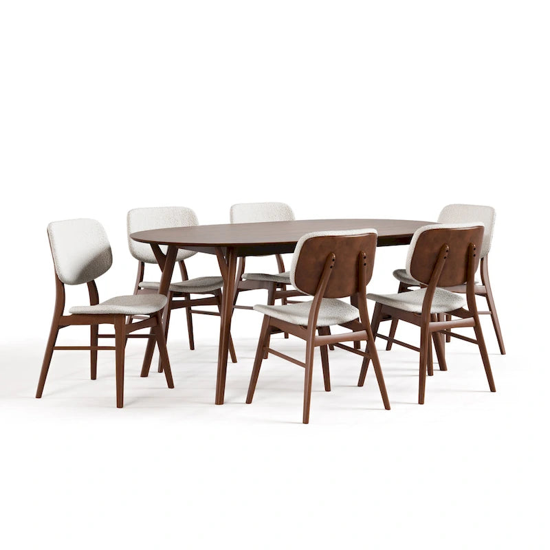 Ensemble de salle à manger 7 pièces Beau II Mid-century Noyer de Furniture of America