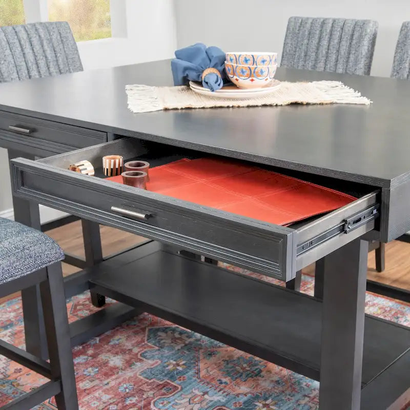 Ensemble de salle à manger Wilson en bois gris, 7 pièces, hauteur de comptoir