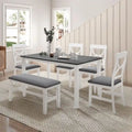 Ensemble de salle à manger 6 pièces en bois avec banc rembourré et 4 chaises de salle à manger