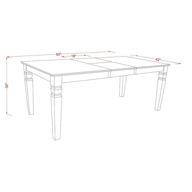 East West Furniture Ensemble de salle à manger 7 pièces - une table de salle à manger et 6 chaises de salle à manger en similicuir, 42x60 pouces, noir