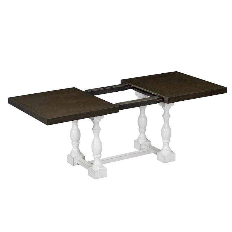 Ensemble de salle à manger 6 pièces avec table extensible 78" à tréteaux, chaises et banc
