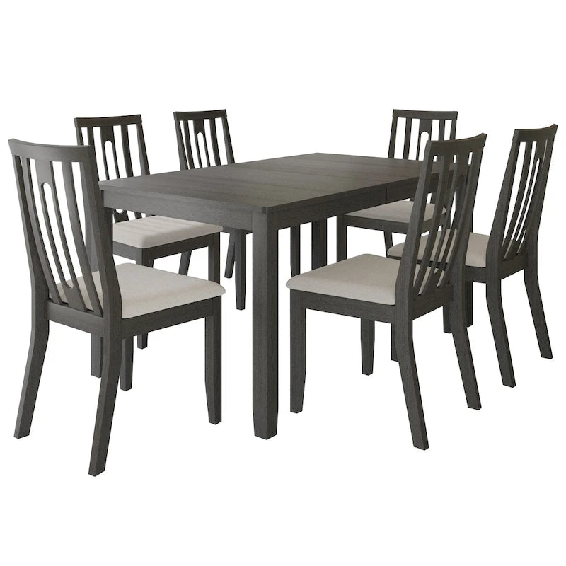 Ensemble de salle à manger contemporain moderne en bois de 7 pièces CraftPorch