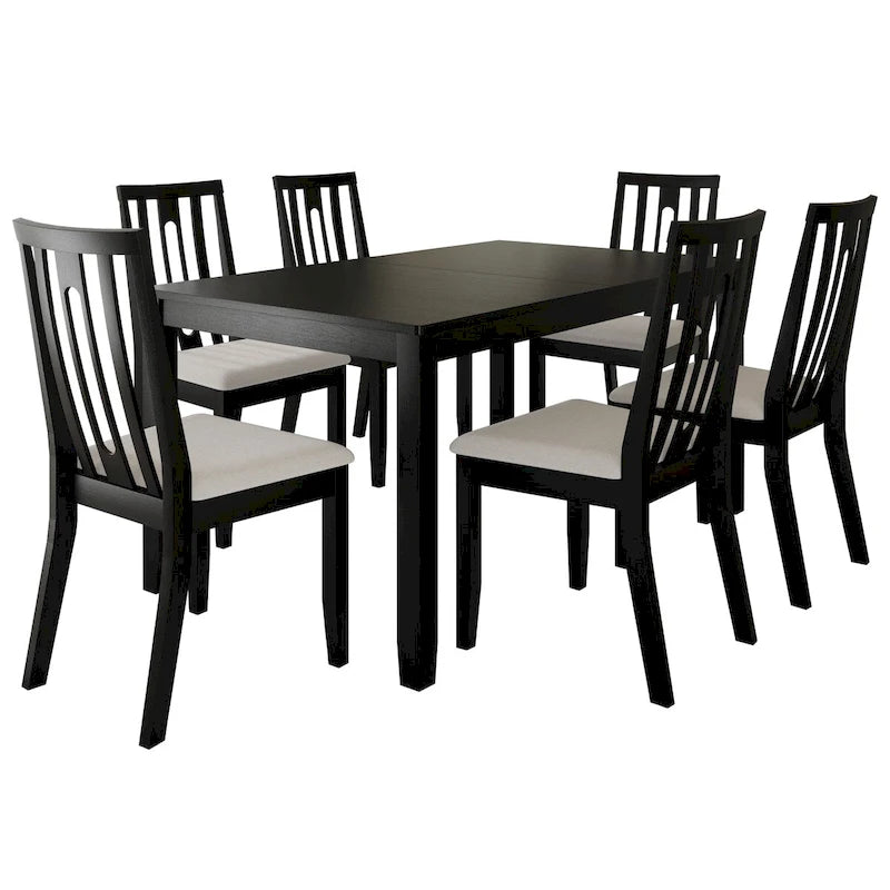 Ensemble de salle à manger contemporain moderne en bois de 7 pièces CraftPorch