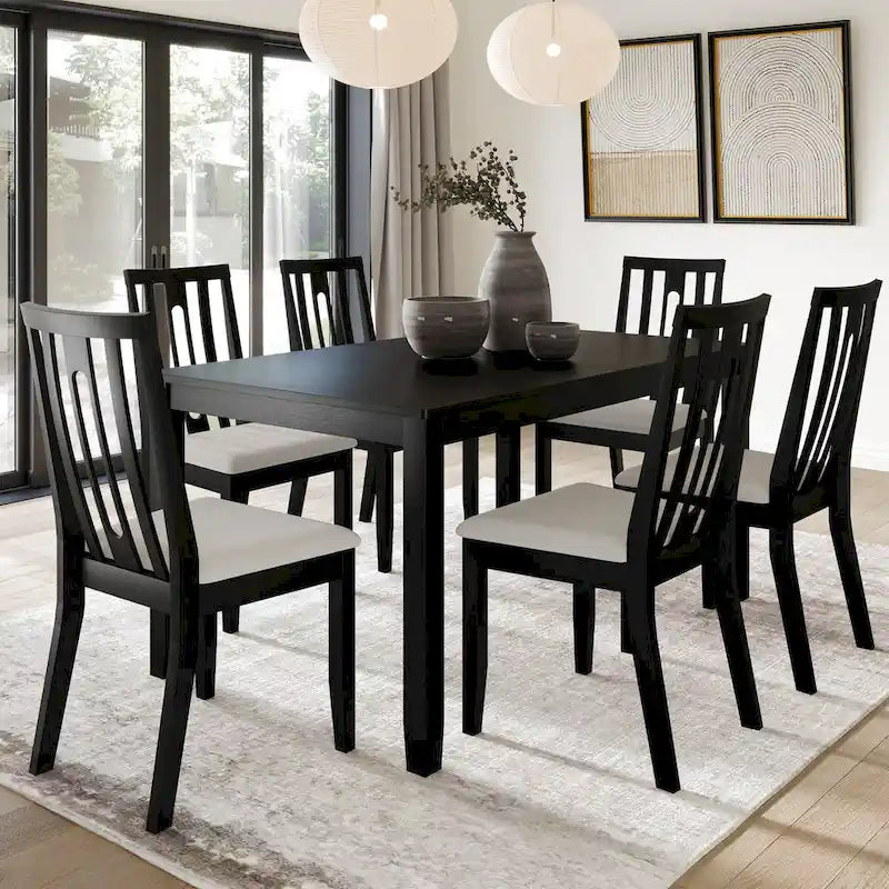 Ensemble de salle à manger contemporain moderne en bois de 7 pièces CraftPorch