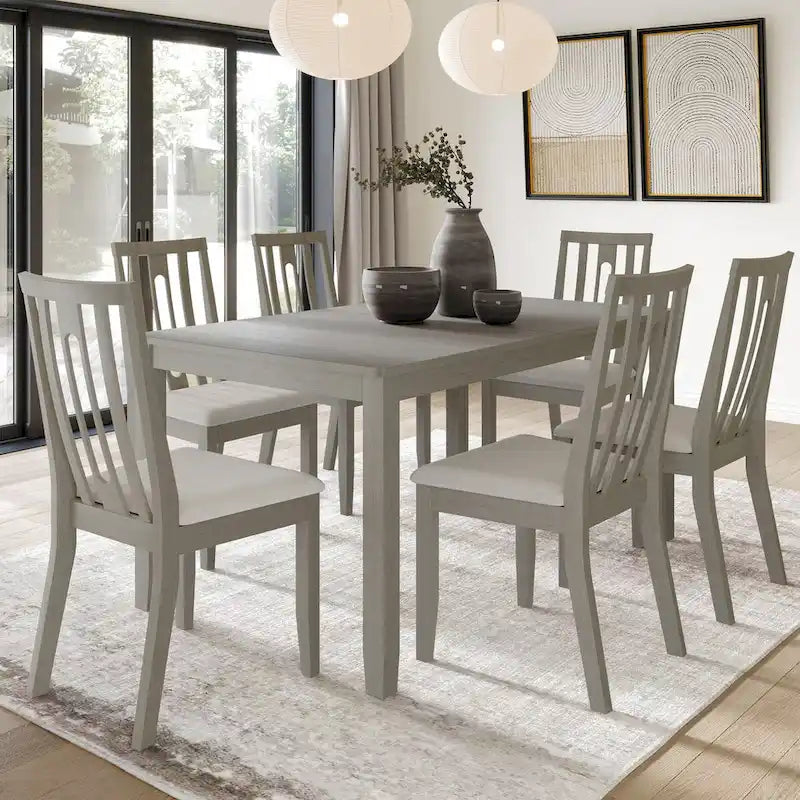 Ensemble de salle à manger contemporain moderne en bois de 7 pièces CraftPorch