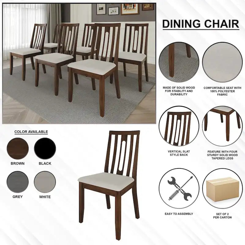 Ensemble de salle à manger contemporain moderne en bois de 7 pièces CraftPorch
