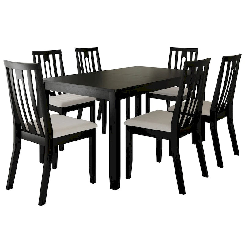 Ensemble de salle à manger contemporain moderne en bois de 7 pièces CraftPorch
