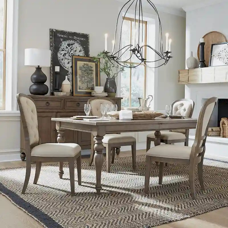 Table rectangulaire de ferme Americana taupe poudré avec chaises de salle à manger, diverses options
