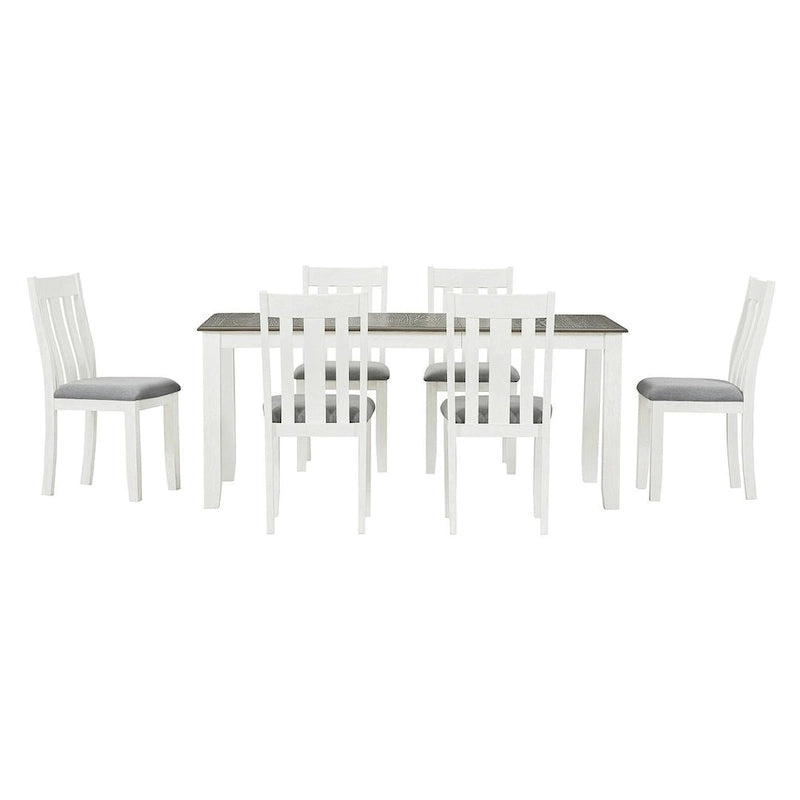Ensemble de salle à manger 7 pièces de style rétro pour 6 personnes - Table extensible et 6 chaises rembourrées