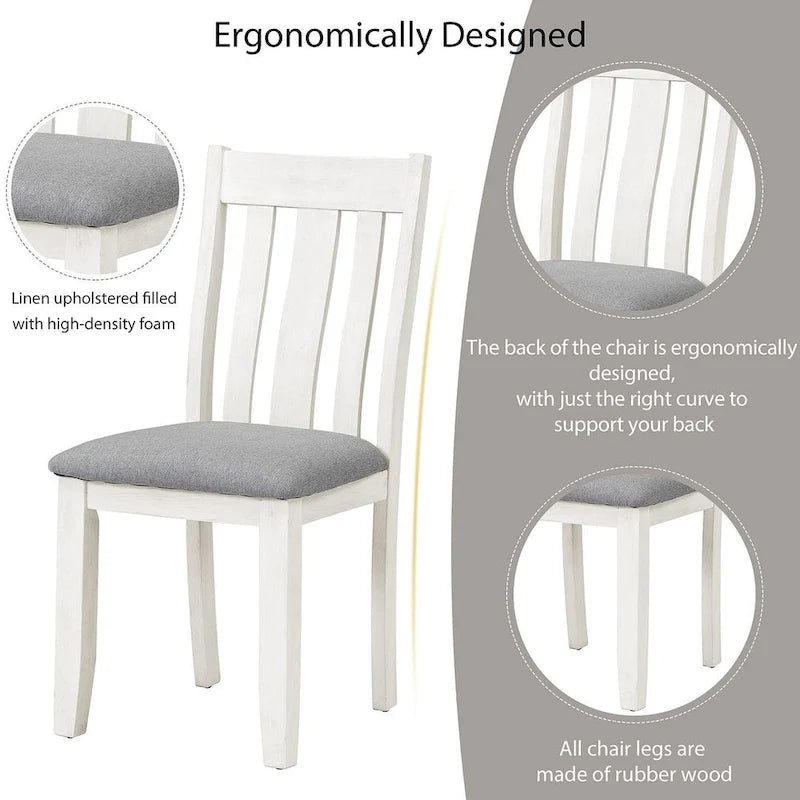 Ensemble de salle à manger 7 pièces de style rétro pour 6 personnes - Table extensible et 6 chaises rembourrées