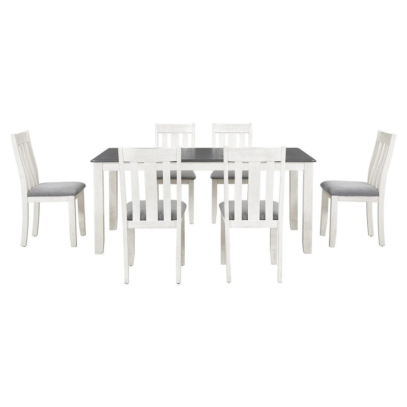 Ensemble de salle à manger 7 pièces de style rétro pour 6 personnes - Table extensible et 6 chaises rembourrées