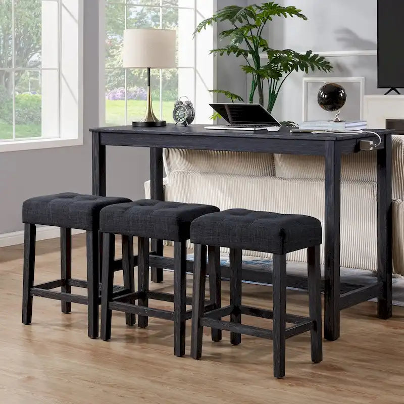 Ensembles de 4 tables de bar et chaises hautes de salle à manger avec prises de courant intégrées