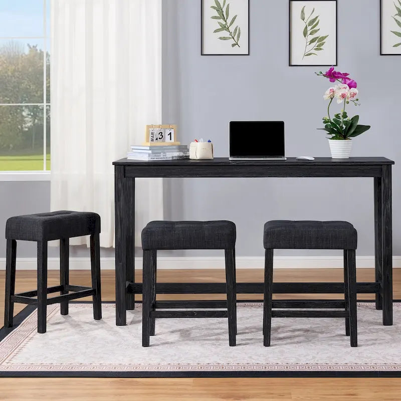 Ensembles de 4 tables de bar et chaises hautes de salle à manger avec prises de courant intégrées