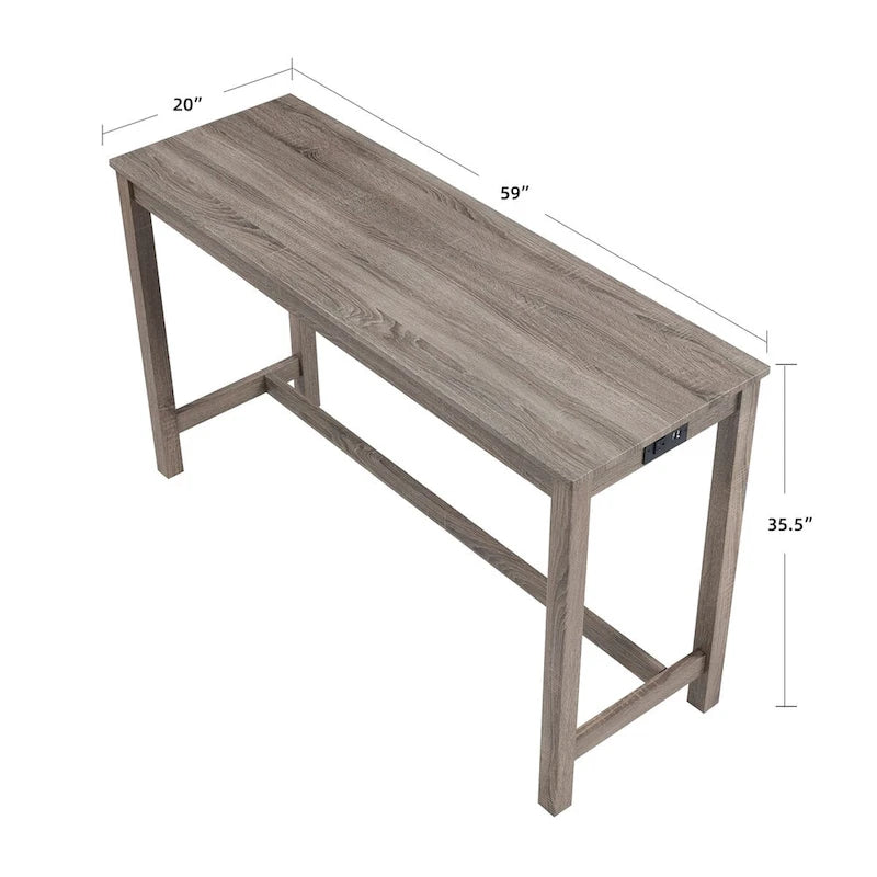 Ensembles de 4 tables de bar et chaises hautes de salle à manger avec prises de courant intégrées