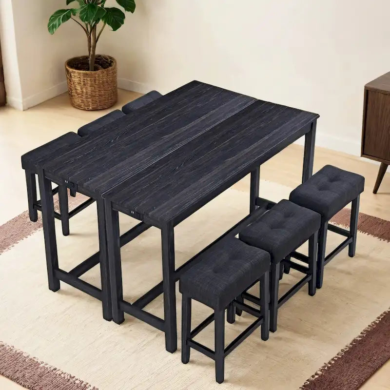 Ensemble table de bar et 8 tabourets hauts avec prises électriques intégrées