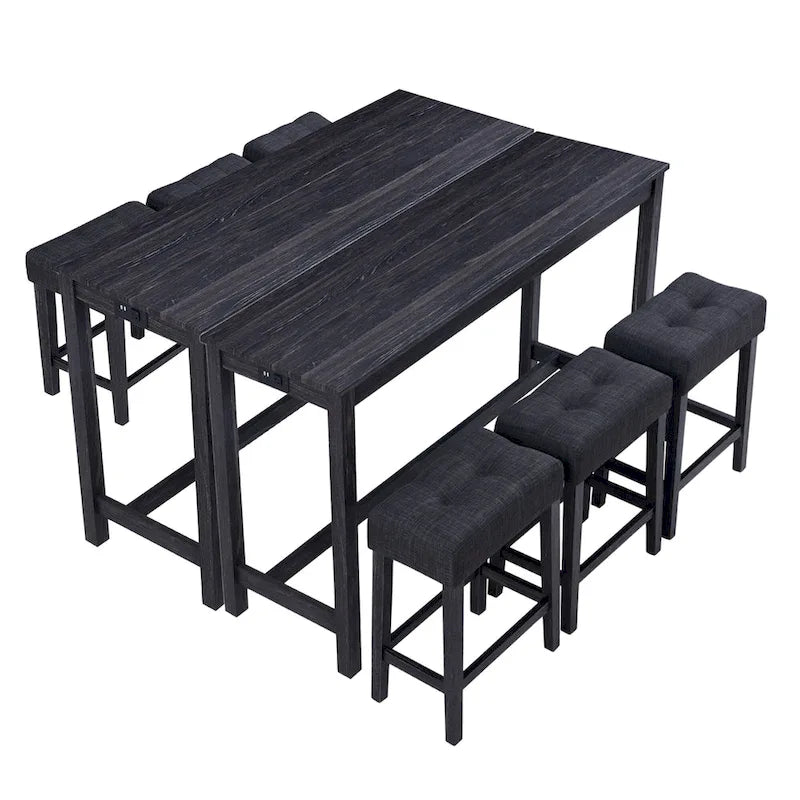 Ensemble table de bar et 8 tabourets hauts avec prises électriques intégrées