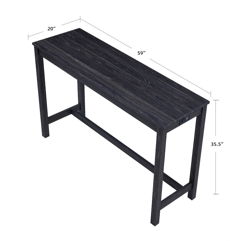 Ensemble table de bar et 8 tabourets hauts avec prises électriques intégrées