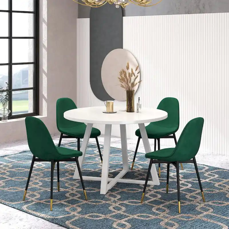 Ensemble de salle à manger rond 5 pièces Evatt de Roundhill Furniture, table ronde à tréteaux avec 4 chaises élégantes