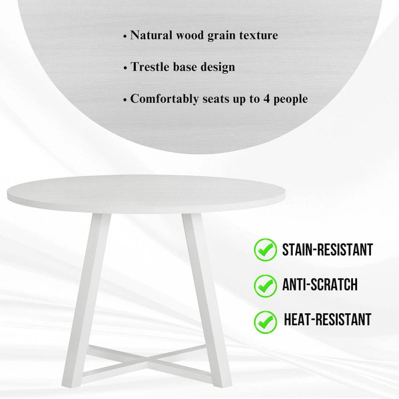 Ensemble de salle à manger rond 5 pièces Evatt de Roundhill Furniture, table ronde à tréteaux avec 4 chaises élégantes
