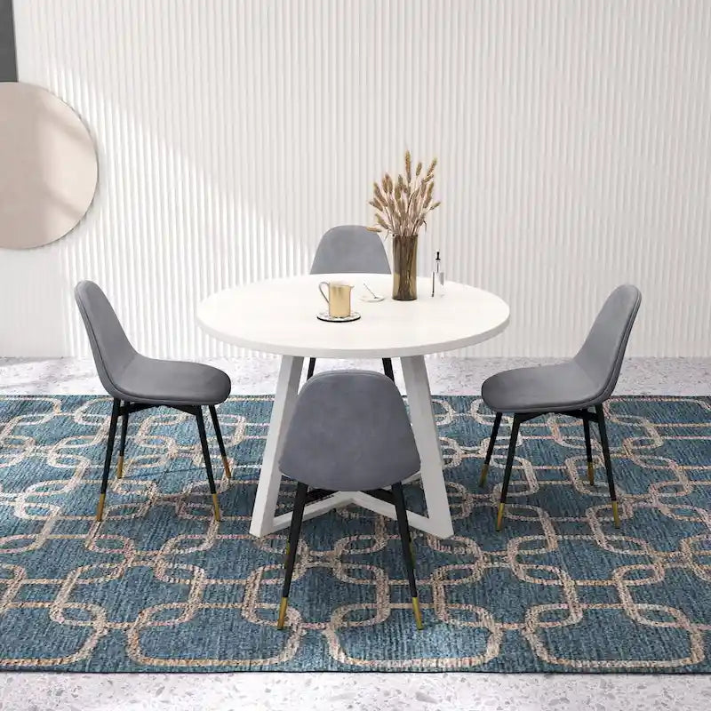 Ensemble de salle à manger rond 5 pièces Evatt de Roundhill Furniture, table ronde à tréteaux avec 4 chaises élégantes