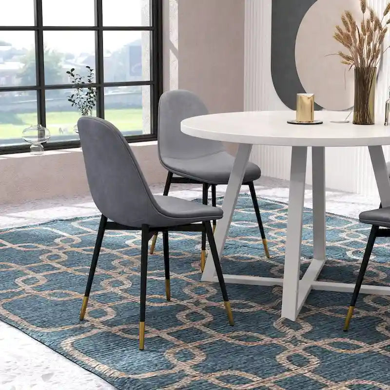 Ensemble de salle à manger rond 5 pièces Evatt de Roundhill Furniture, table ronde à tréteaux avec 4 chaises élégantes