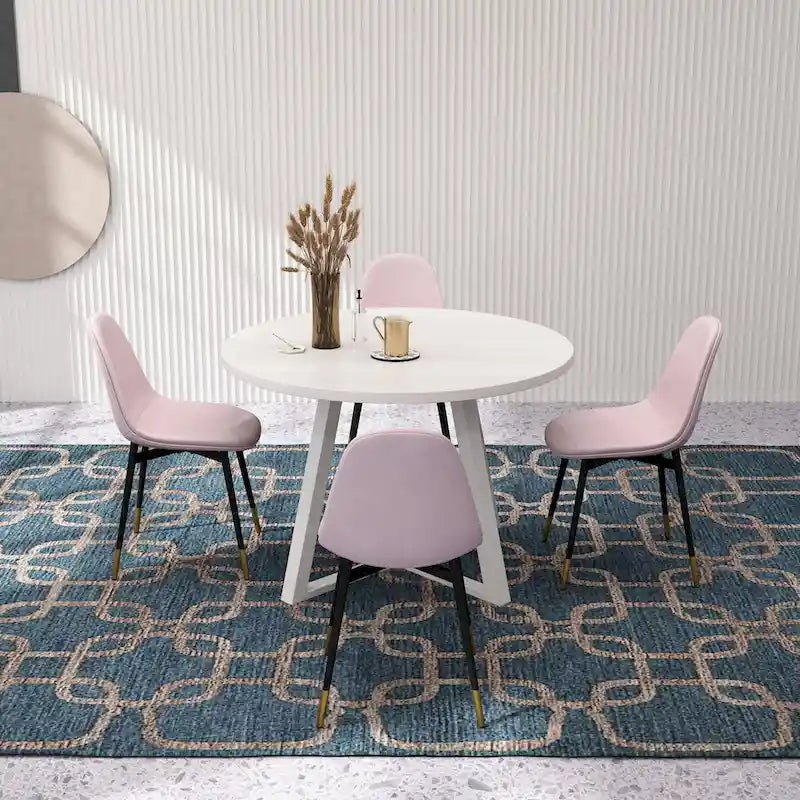 Ensemble de salle à manger rond 5 pièces Evatt de Roundhill Furniture, table ronde à tréteaux avec 4 chaises élégantes