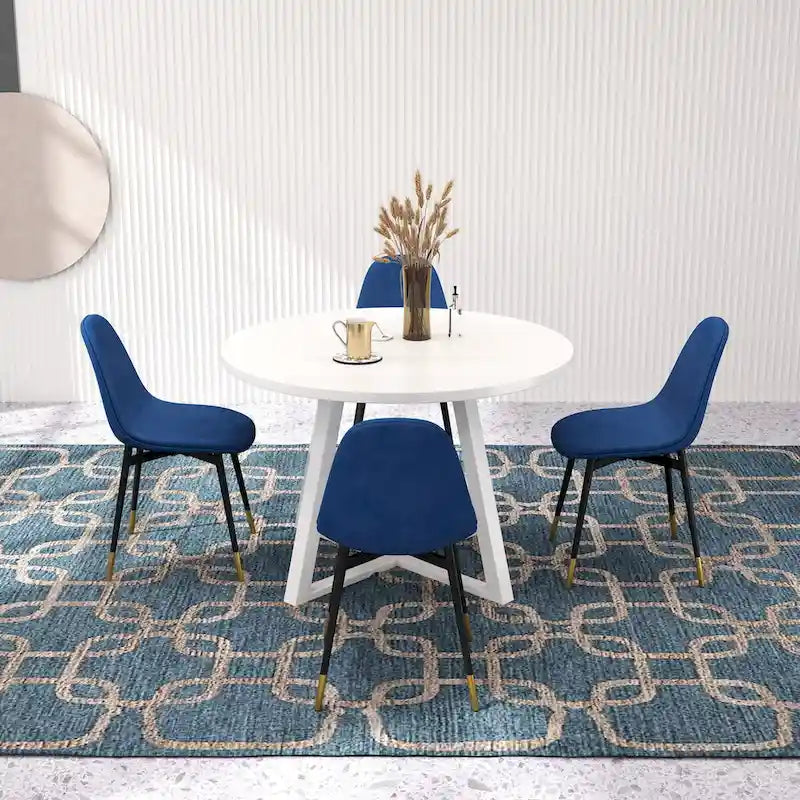 Ensemble de salle à manger rond 5 pièces Evatt de Roundhill Furniture, table ronde à tréteaux avec 4 chaises élégantes