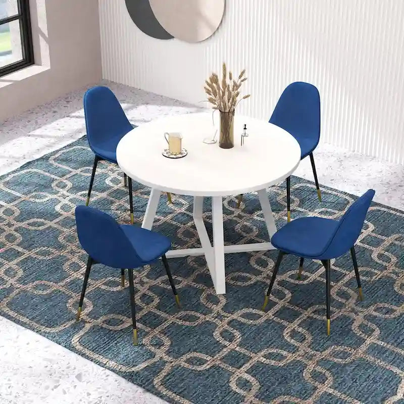 Ensemble de salle à manger rond 5 pièces Evatt de Roundhill Furniture, table ronde à tréteaux avec 4 chaises élégantes