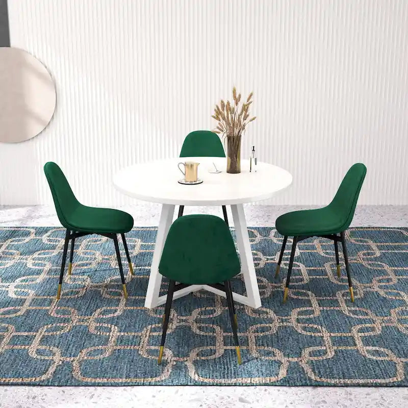 Ensemble de salle à manger rond 5 pièces Evatt de Roundhill Furniture, table ronde à tréteaux avec 4 chaises élégantes