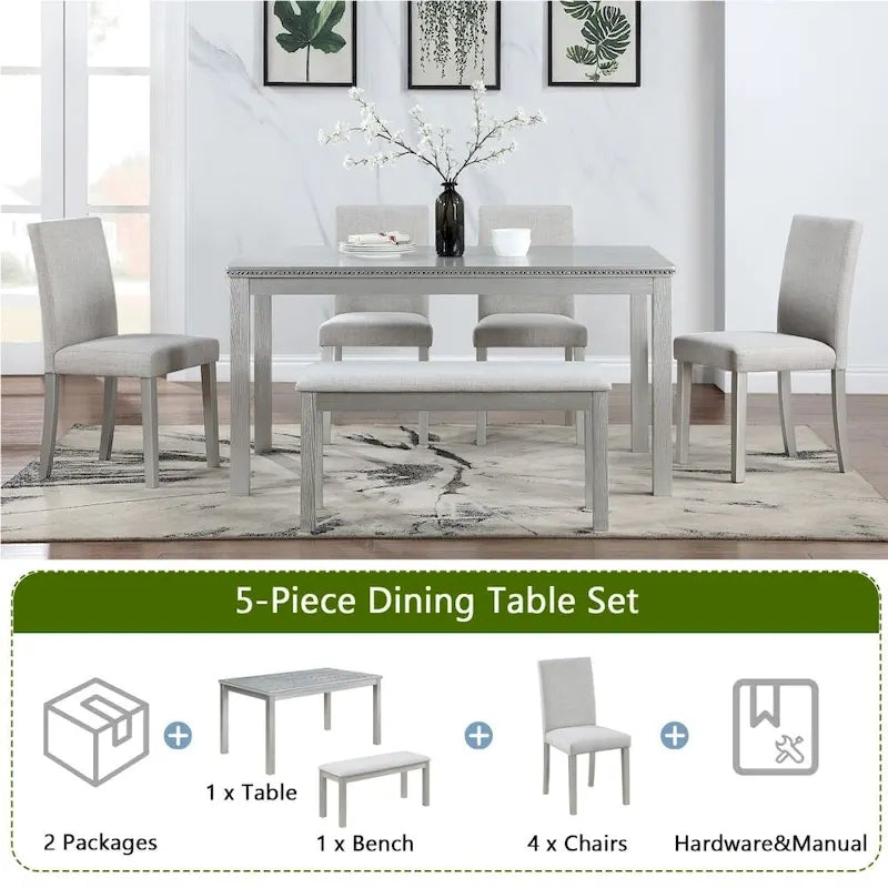 Ensemble de salle à manger 6 pièces en bois massif