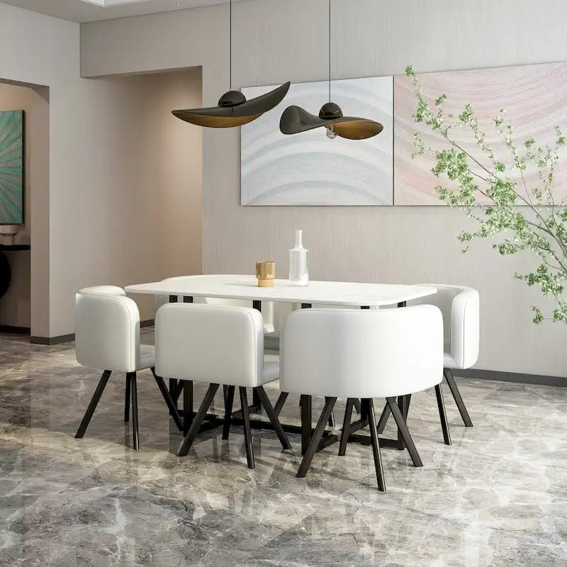 Ensemble de salle à manger moderne 7 pièces, table à manger rectangulaire avec 6 chaises pour salle à manger, cuisine