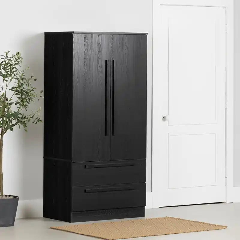 Commode de chambre à 2 tiroirs avec meuble de rangement, 33L x 68,5H