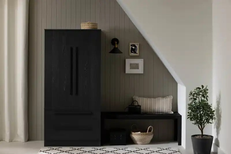 Commode de chambre à 2 tiroirs avec meuble de rangement, 33L x 68,5H