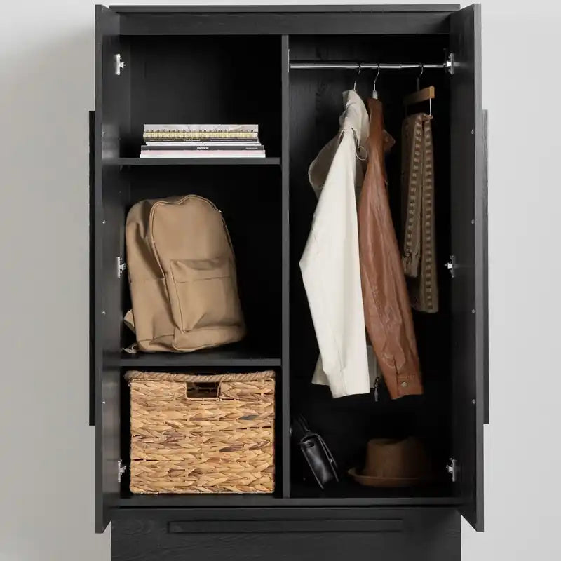 Commode de chambre à 2 tiroirs avec meuble de rangement, 33L x 68,5H