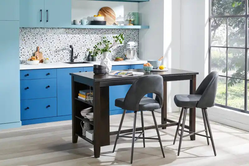 Table de salle à manger hauteur comptoir avec étagères intégrées, 60 po L