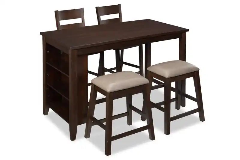 Table de salle à manger hauteur comptoir avec étagères intégrées, 60 po L