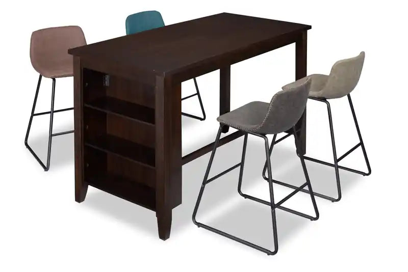 Table de salle à manger hauteur comptoir avec étagères intégrées, 60 po L