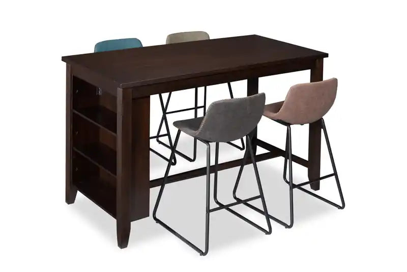 Table de salle à manger hauteur comptoir avec étagères intégrées, 60 po L