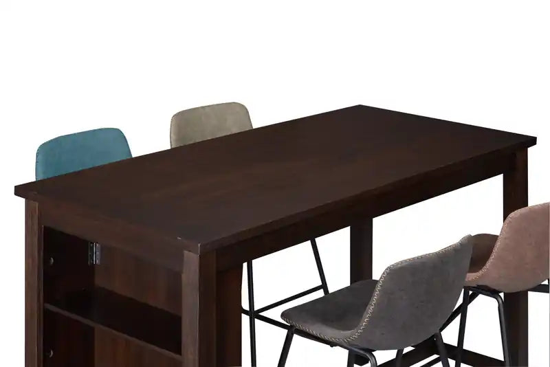 Table de salle à manger hauteur comptoir avec étagères intégrées, 60 po L