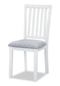 Bryn Dining Chair with Fabric Seat, Slat-Back  White and Grey